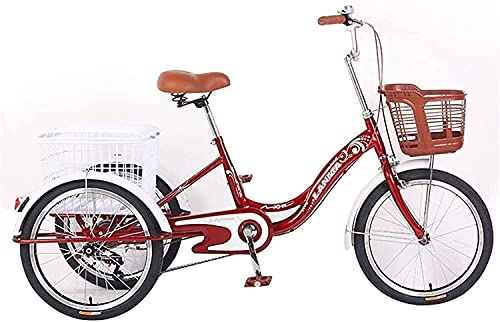 PAGOIAAR Adult Cargo Tricycles Beach Cruiser Bikes Shopping Tricycle for Adult Seniors Women Men 1 Speed 3-Wheel Bike Trike with Shopping Basket Three Wheeled Recumbent Bicycle