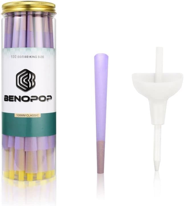 Purple Pre Rolled Cones | Classic King Size Cones |100 Pack（4.2inches/108mm）| Pre-Rolled Cones | Pre Rolls | Rolling Papers Cones | Rolling Paper with Tips | Purple rolling paper|