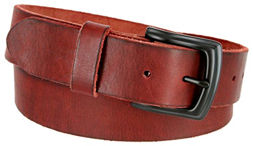 Men's Full Grain Leather Casual Jeans Belt 1-1/2