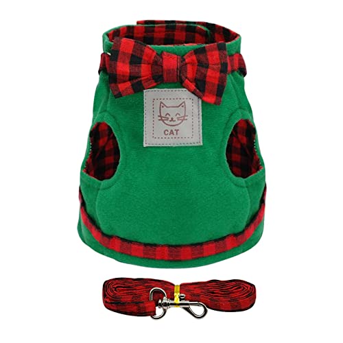 Ensemble de laisses harnais pour chat vert ajustable taille M