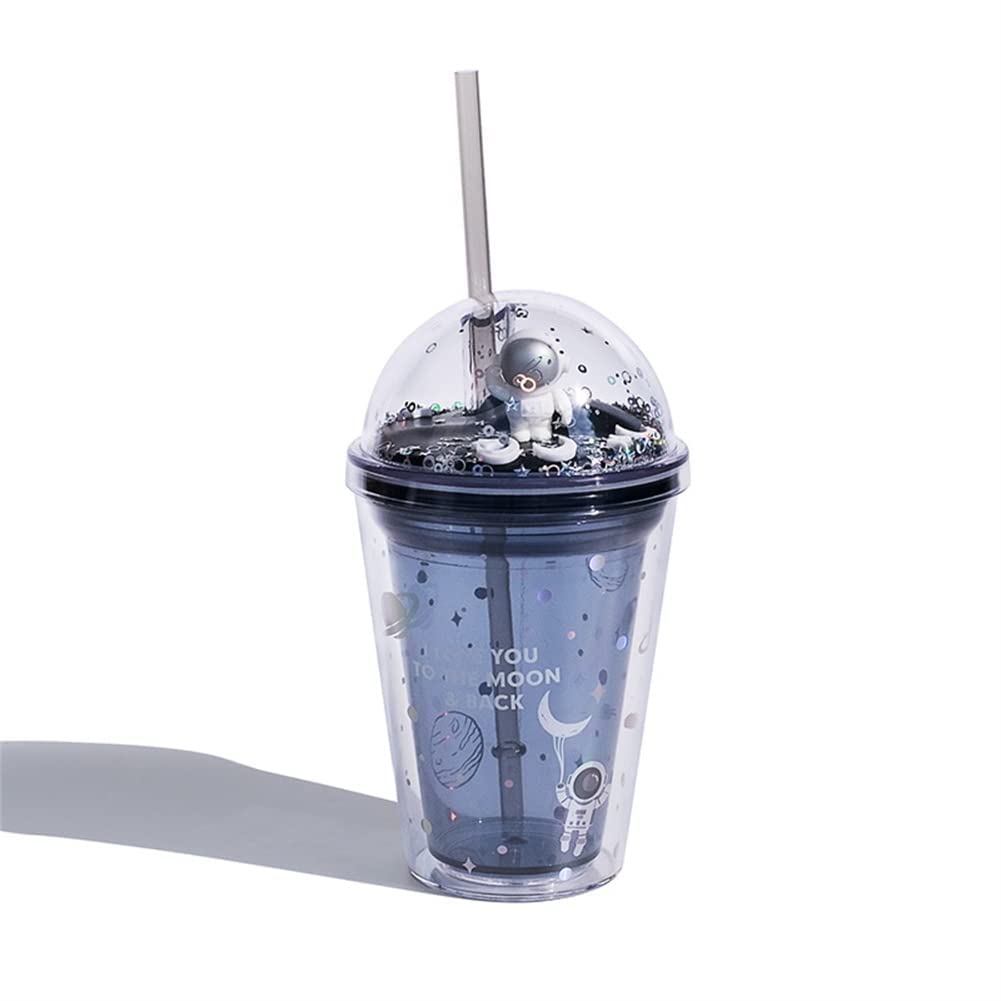 CalistSpace Galaxy Planet Astronaut Sipper Bottle with Straw