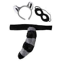 Raccoon Headband Ears, Mask & Tail