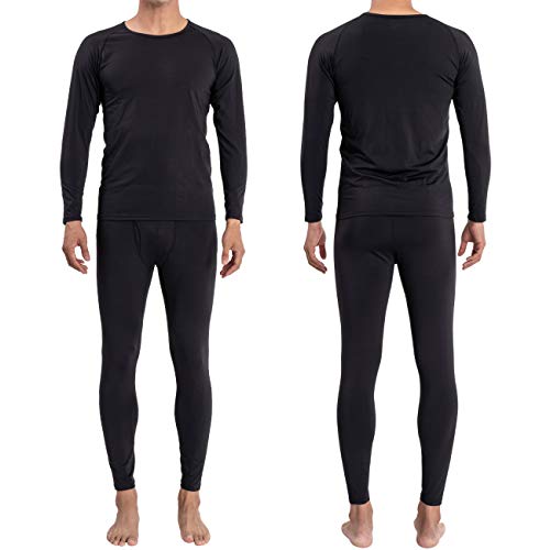 FITEXTREME Mens MAXHEAT Soft Fleece Long Johns Thermal Underwear Fly Black M