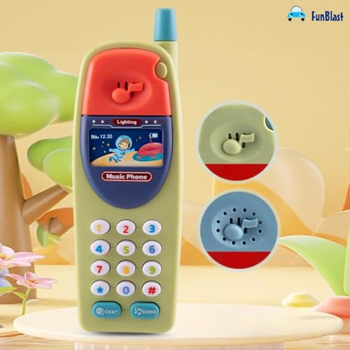 Image of FunBlast Cartoon Musical Mobile Phone for Kids, Mobile with Light & Sound Toys for Babies | Educational Toys for Kids 3+ Years /Boys /Girls-1 Unit (Green-D)