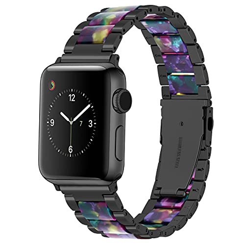 Bracelet Apple Watch fleurs noires et violettes : le cadeau idéal pour homme et femme