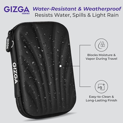 GIZGA essentials Hard Drive Case Shell, 6.35cm/2.5-inch, Portable Storage Organizer Bag for Earphone USB Cable Power Bank Mobile Charger Digital Gadget Hard Disk, Water Resistance Material, Black