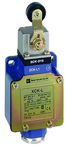 Telemecanique Sensors XCKL OsiSense XC Standard Limit Switch, One Cable Entry, 1 NO and 1 NC Snap-Action Contacts, Plastic Roller Lever