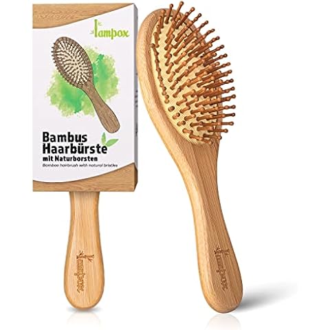 Bambus Haarbürste Holz mit Naturpins, Pins aus Bambus, Entwirrbürste, Detangler, antistatisch Cover