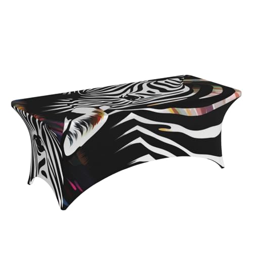 Nappe de table extensible rectangulaire à motif zèbre abstrait en élasthanne pour réception