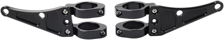 Cnthan7 1 Pair Black Headlight Mounting Fork Brackets Head Lamp Holder Aluminum 37mm Universal for the motorcycle with 37mm-58mm diameter fork tubes