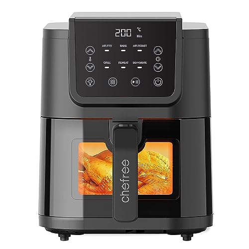 CHEFREE Heißluftfritteuse, 6-in-1-Smart-Programme, Health-Heißluftfritteuse und Toaster, ViewCook Window, 5 l Familiengröße und dennoch kompakt, ölfrei und fettarm und energiesparend — AFW01