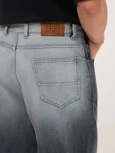 Image of Urbano Fashion Men's Loose Baggy Fit Heavy Washed Faded Denim Jeans Non-Stretchable