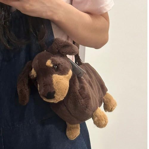 Dianzan Dackel-umhängetasche, Plüsch-Tasche, Hunde-umhängetasche, Lässige Umhängetasche, Pelzige Welpen-Tasche, Stofftier-Handtasche Für Kinder