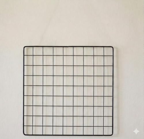 Image of Metal Wire Grid Photo Display Frame for Wall, 30 x 30 cm Iron Mesh Memo Board | Wall Hanging Picture Organizer | Photo, Postcard, Note & Artwork Display Grid for Bedroom, Office & Home Decor (Black)