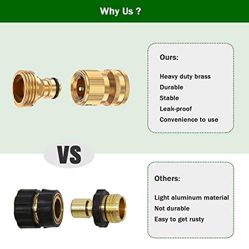 Hopcorner Solid Brass Garden Hose Quick Connectors #TOP15