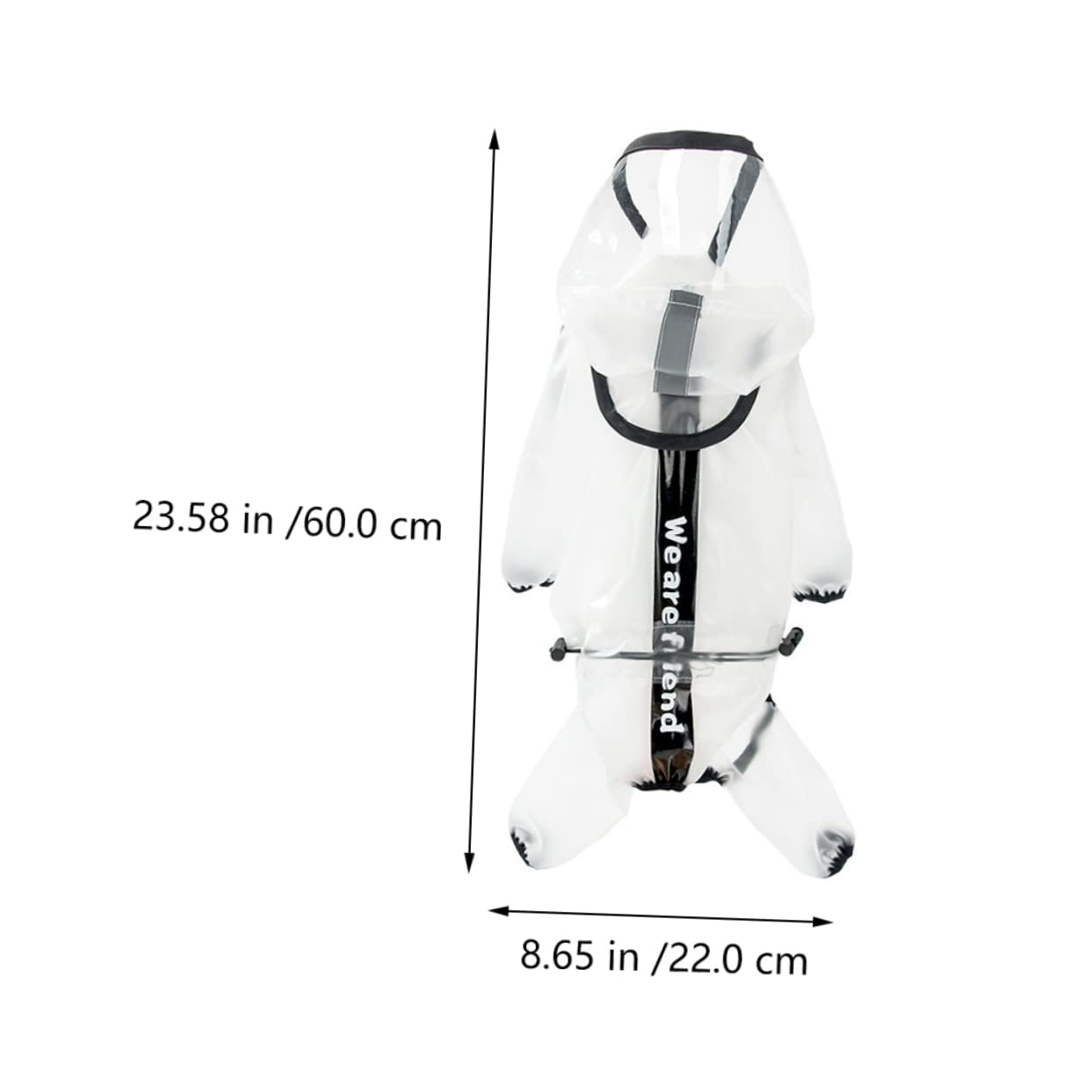 FONDOTIN 1Pc Pet Raincoat for Dogs Reflective with Hooded Design Long Structure for Outdoor Activities Durable Material Easy to Wear for Pets