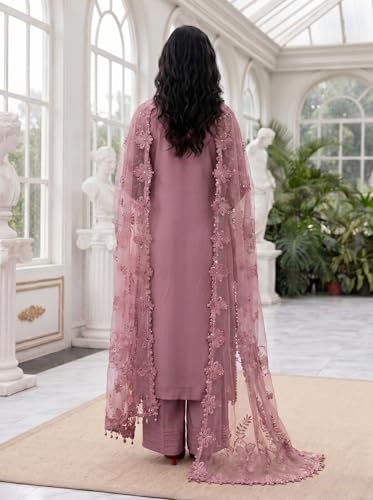 Image of RUDRAPRAYAG Faux Georgette Fabric With Heavy Embroidered Sequence With Khatli Work Semi Stitched V-Neck Salwar Suit Sharara With Dupatta For Women