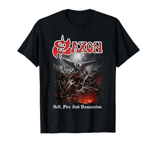 Oficial Saxon Hell Fire Heavy Metal Band Vintage Retro Camiseta | Ya disponible en tu tienda friki favorita! En mundofriki.es!