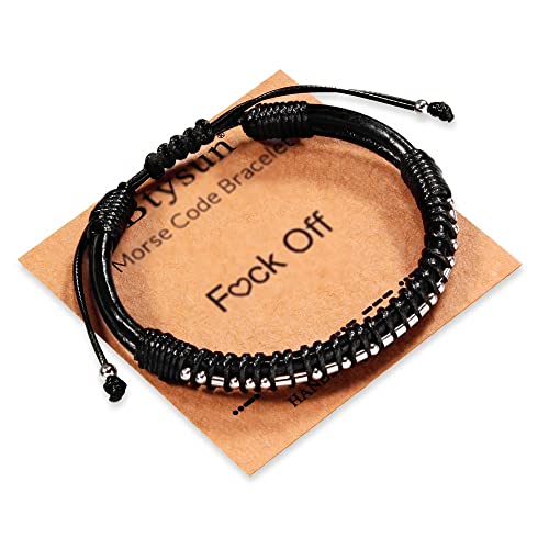 Inspirational Gifts for Men Morse Code Bracelets Mens Bracelets Graduation Gifts for Him Fathers Day Adjustable Leather Bracelet Motivational Birthday Annivesary Jewelry Stocking Stuffers for Men