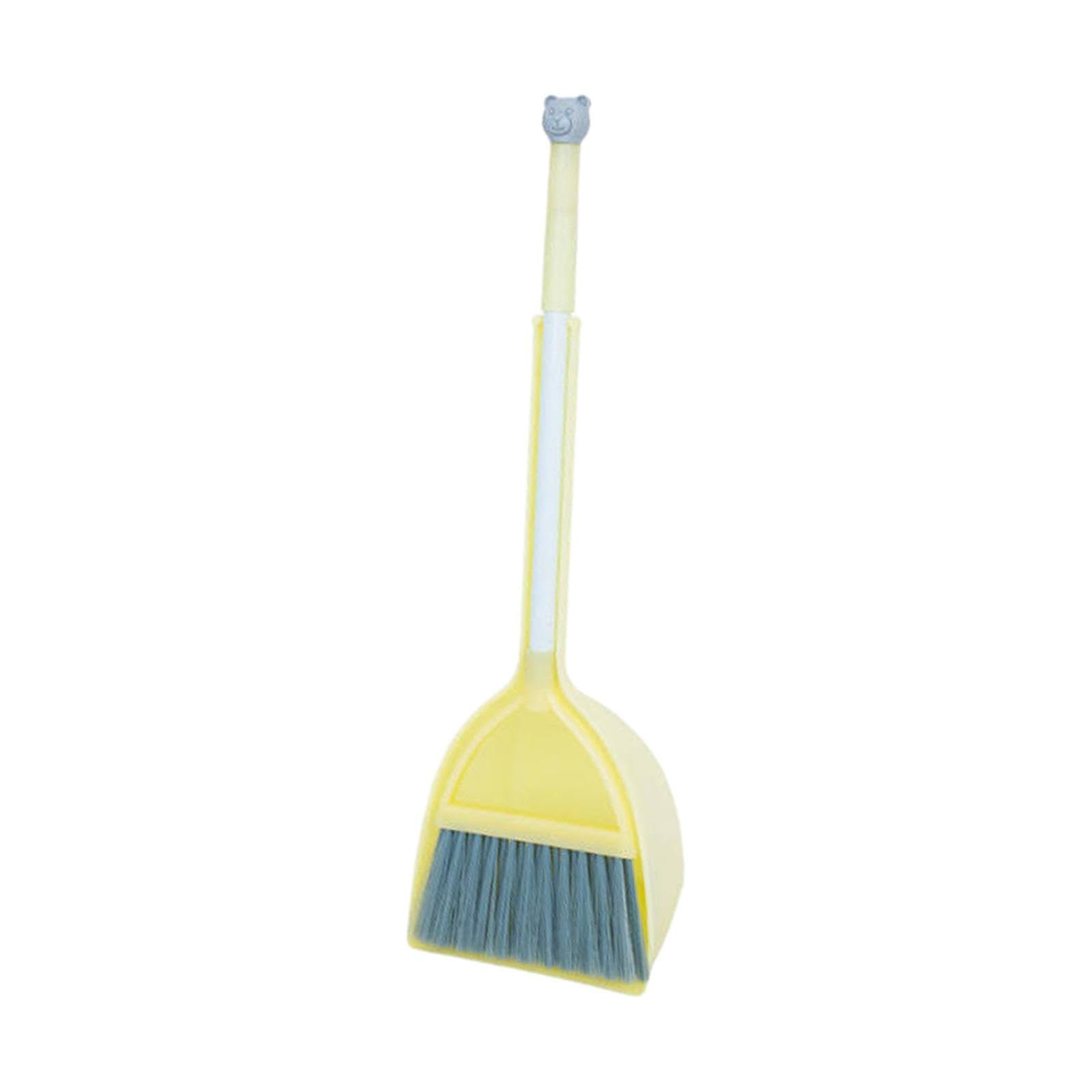 Mini Broom with Dustpan Cleaning Sweeping Play Set Little Housekeeping Helper Set Kids Valentines Gifts for Girls Boys, Yellow