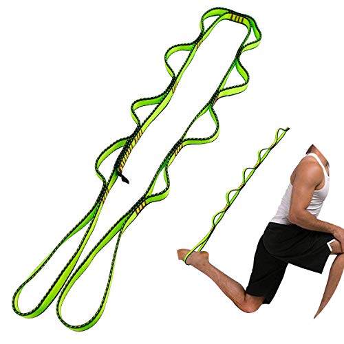 Geelife Daisy Chain Rope 2 pcs Looped Strong Straps 23 kN Climbing Lanyard Nylon Daisy Chains Multi Loop Aerial Yoga Webbing Sling 53 Inches (Green)