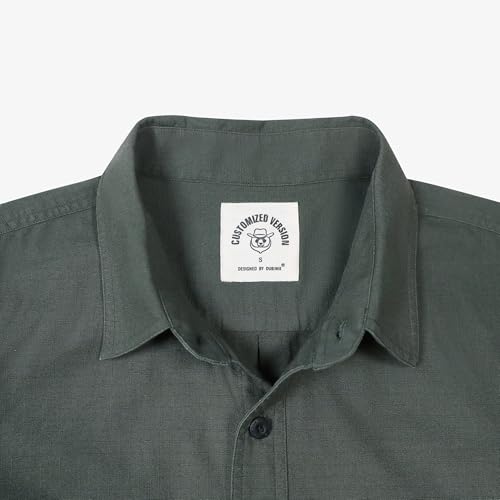 Dubinik® Mens Short Sleeve Button Down Shirts Two Pocket Vintage Mens Work Shirt Cotton Mens Shirts Casual with Stretch3