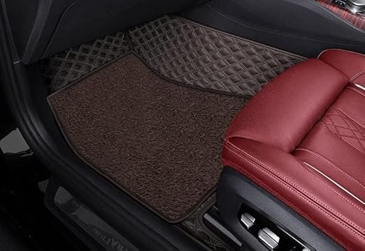 Image of Auto Ride 7D Luxury Car Mats for Mg Hector Plus (7 Seater)| Ultra-Premium PU Leather | Waterproof, Dustproof & Anti-Slip | Custom Fit All-Weather Floor Mats | Color : Coffee