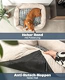 lionto Hundekörbchen mit flauschigem Wendekissen, kuscheliges Heimtierbett in meliertem Design mit tiefem Einstieg für Hunde & Katzen Aller Größen, 80x60 cm, weiches Hundebett, beige