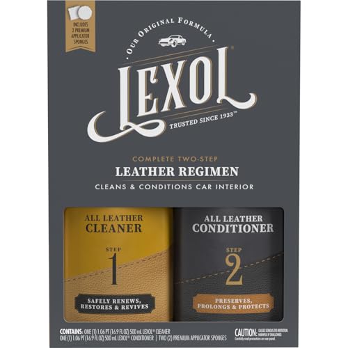Lexol Leather Conditioner and Leather Cleaner, Use On Car Leather, Leather Apparel, Furniture, Shoes, Bags, and Accessories. Trusted Since 1933 - Lexol Complete Leather Care Kit, 16.9 oz Bottles