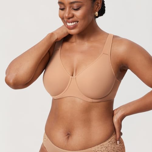 Image of DELIMIRA Women's Inbarely Plus Full Coverage Bra Plus Size Underwire Unlined Seamless Bras