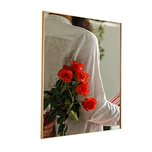Acoz 36 X 36 Inch Rectangular Wall Mounted Mirror Horizontal Or Vertical With Aluminum Frame For Bathroom, Vanity, Living Room, Bedroom, Entryway, Brass #TOP4