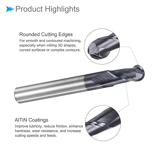 CoCud Schaftfräser Kugelkopf 3mm Radius 6mm Schaft 50mm Länge AlTiN Beschichtet P05 Karbid 2 Flöten Fräswerkzeug CNC Router Bit - (Anwendung: für Edelstahl Gehärteter Stahl)