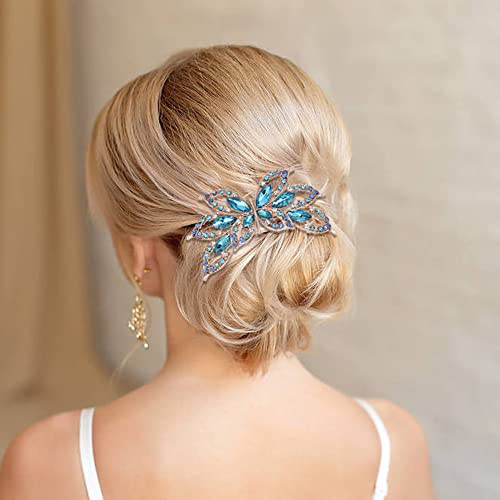 6 Pack Butterfly Luxury Jeweled Gems Crystal Rhinestone Sparkly Glitter Metal Side French Twist Hair Combs With Long Teeth Slide Hairpins Barrettes For Bun Thick Hair Holder Accessories For Women Girl #TOP1