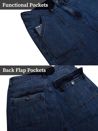 Image of Wide Leg Jeans for Women High Waist Stretch Cargo Denim Pants