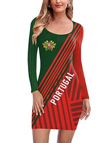 Mainfini Football Coupe du Monde 2022 Femme Robe Midi Serrée Belgique Robe Noire Football Belgium S-XXL, Portugal-a1, M Cover