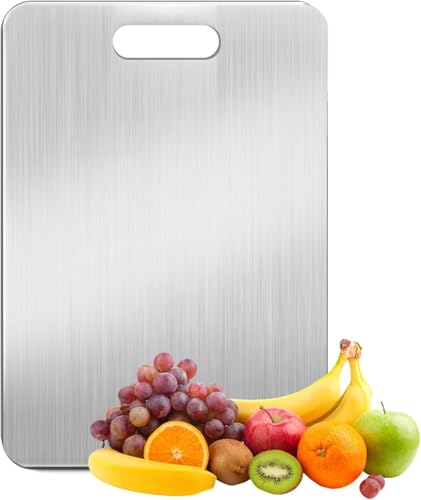 HomeWiz Large Stainless Steel Cutting Board for Kitchen | Heavy-Duty Metal Chopping Board for Vegetables, Fruits & Meat | Premium Rust-Proof, Easy-to-Clean Board (36 cm x 25 cm)