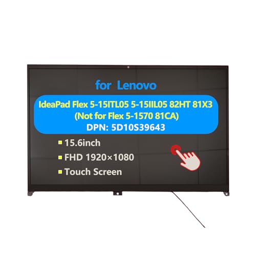 Image of Replacement Laptop for Lenovo ideapad Flex 5-15IIL05 5-15ITL05 5-15ALC05 Touch Screen Digitizer Assembly LCD Display Module with Bezel 5D10S39643