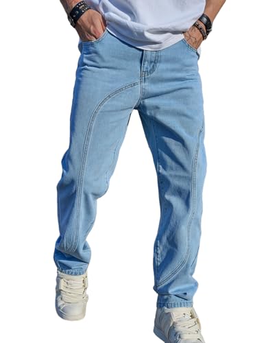 Image of URBAN POCKETS Streetwear Jeans for Men | Stylish Denim Jeans | Relaxed Wide Leg | Baggy Fit | Unique Stitch (U-25-U28)
