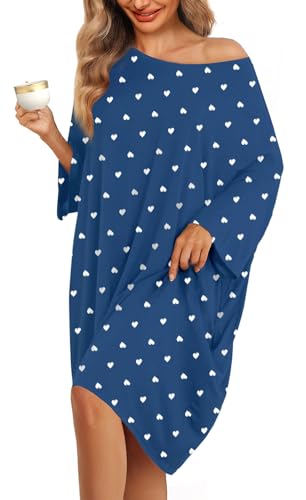 Image of KFUBUO Plus Size Nightgowns for Women Oversized Sleep Tshirts Dress Short Sleeves Sleepwear With Pocket Fit S-5XL