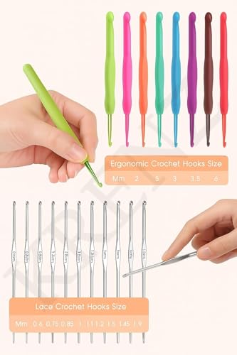Image of KRENZ Crochet Kit for Beginners Adults, Crochet Kits Include Yarn, 59pcs Crochet Starter Kit for Beginners Kids,Ergonomic Crochet Hooks 2.0-6.0 mm, Lace Steel Needles 0.6-1.9 mm (Pink Unicorn)