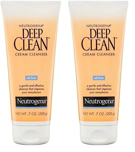Neutrogena Deep Clean Daily Facial Cream Cleanser with Beta Hydroxy Acid to Remove Dirt, Oil & Makeup, Alcohol-Free, Oil-Free & Non-Comedogenic, 7 fl. oz (Pack of 2)
