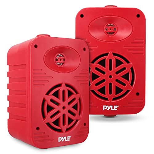 Image of Indoor Outdoor Speakers Pair - 500 Watt Dual Waterproof 5.25 inch 2-Way Full Range Speaker System w / 1 /2 inch High Compliance Polymer Tweeter - in-Home, Boat, Marine, Deck, Patio, Poolside (Red) - PDWR55RD