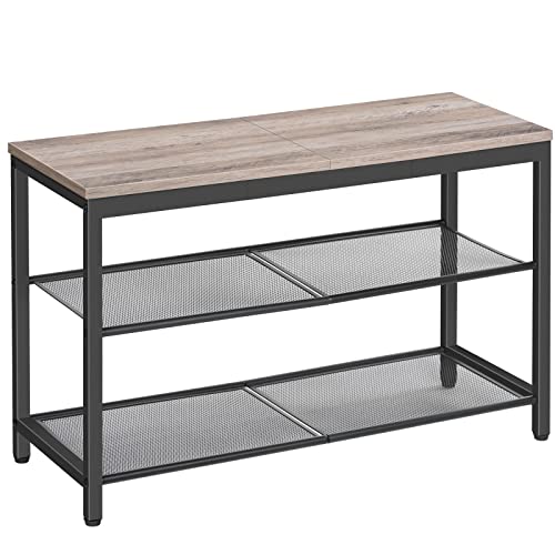 HOOBRO Shoe Bench, 3-Tier Shoe Rack, Industrial Shoe Organizer Storage Bench, 29.5 inches Entry Bench with Mesh Shelves, for Entryway, Living Room, Hallway, Easy Assembly, Greige BG75HX01