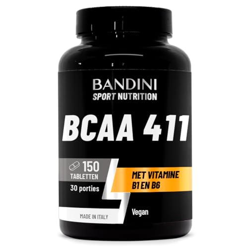 Bandini® RAMIFIED AMINO ACIDS BCAA 4 1 1 | 150 tabletten Aminozuren met vertakte keten en vitamine B1 en B6 | 4.1.1 met Leucine, Isoleucine, Valine | Intra Pre Post Workout | Voor sport