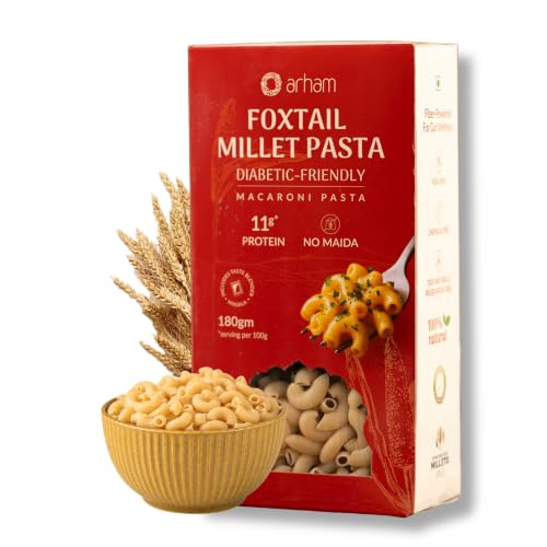 Image of Arham Organic Foxtail Millet Macaroni Pasta 180g | No Maida, Non-GMO, No Preservatives, Chemical-Free | Easy & Quick to Cook