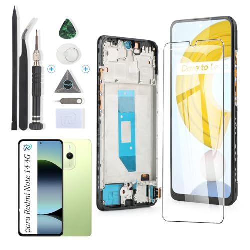 RongZy Pantalla para Xiaomi Redmi Note 14 4G 24117RN76E incell Táctil LCD de Repuesto Ensamblaje Digitalizador Reemplazo para Xiaomi Redmi Note 14 4G con Herramientas de Reparación(con Marco