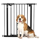 PawHut 29"-32" Wide Dog Gate with Cat Door, 30" H Pet Gate with Small Door, Easy Open Indoor Dog Gates for Doorways, House, Stair, Black