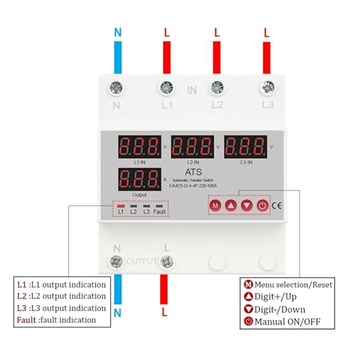 Protector de sobretensión 3P+N contra picos de voltaje e interrupciones de corriente trifásica 3