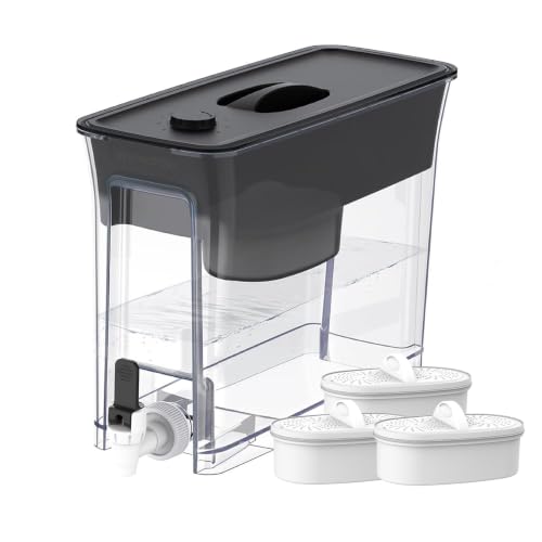 Image of Waterdrop WFD-40L-L Water Filter Dispenser with 3 Filters, 35-Cup Large Capacity, 200-Gallon Long-Life, Faster Filtration, Reduces Chlorine, PFOA /PFOS and More, BPA Free, Black
