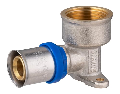 Raccord Multicouche à Sertir Multi profils TH-H-U coude applique murale diamètre Ø20 mm - à visser femelle 20x27 (3/4) - Norme NF 545 pour réseau d'eau...